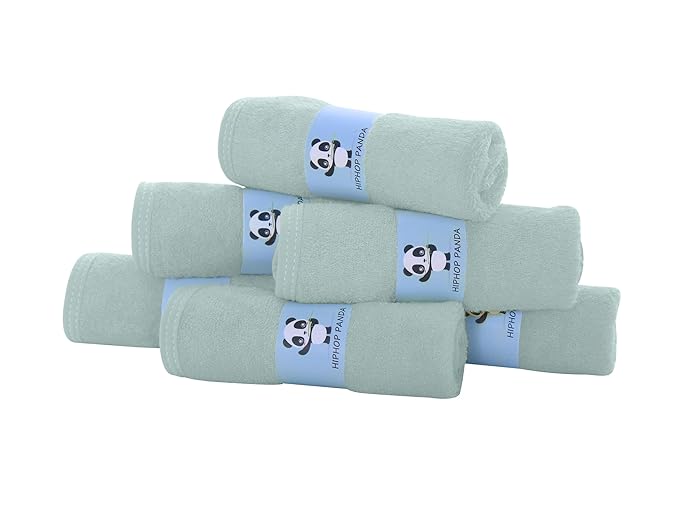 HIPHOP PANDA Baby Washcloths, Rayon Made from Bamboo - 2 Layer Ultra Soft Absorbent Newborn Bath Face Towel - Reusable Baby Wipes for Delicate Skin - Green, 6 Pack-BubblyBeeBaby