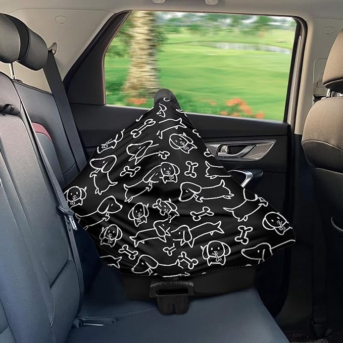 Binienty Dachshund Print Car Seat Cover for Babies Multi Use Nursing Cover for Newborn Boys Girls Soft Breathable Newborn Carrier/Stroller/Shopping Car-BubblyBeeBaby