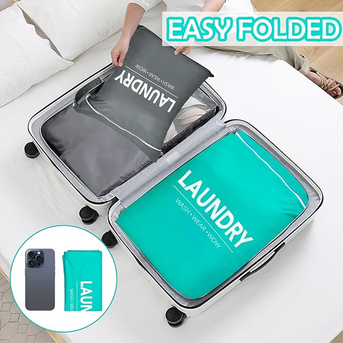 2 Pcs Large Travel Laundry Bag Waterproof Wet Dry Bag Washable Dirty Clothes Bag for Gym Clothes Laundry Wet Clothes Swimming Yoga-BubblyBeeBaby