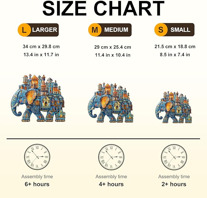 Jigfoxy Wooden Puzzles for Adults, Elephant House Wood Puzzles Adult, Unique Animal Shape Wooden Jigsaw Puzzles for Adults, Birthday Gifts for Puzzle Lovers, Family, Friend (S-8.5 * 7.4in-100pcs)-BubblyBeeBaby