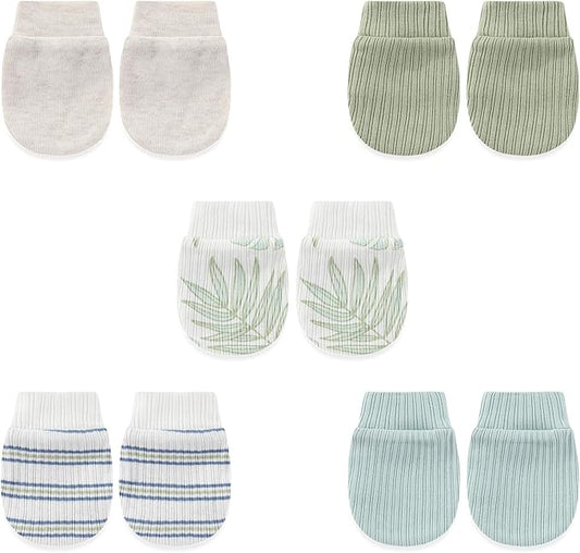 5 Pairs Baby Not Scratch Mittens 0-6 Months New Born Boy Girl Gloves Cute Infant Accessories-BubblyBeeBaby