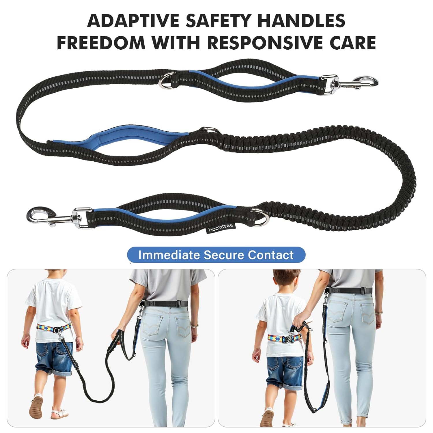 Safety Waist Leash Harness for Kids with Autism, Hands-Free Waist Belt Link with 3 Padded Handles and Durable Bungee, Secure Public Walking for Special Needs ADHD/ASD Autistic Children