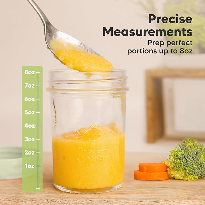 KeaBabies 4pk 8oz Glass Baby Food Containers with Lids - Leak-Proof, Microwavable Small Glass Jars, Baby Purees & Toddler Snack Storage Containers, BPA-Free, Dishwasher & Freezer Safe (Sage)-BubblyBeeBaby