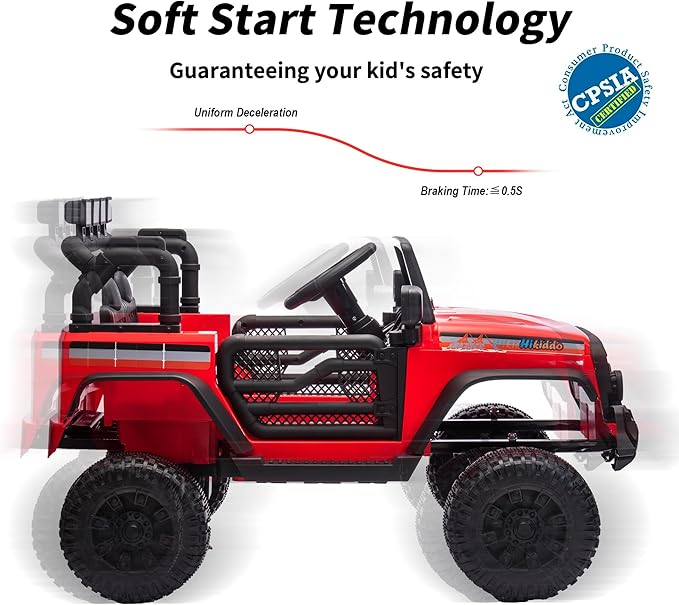 12V Kids Ride on Car Truck, Kids Electric Vehicles Car Ride on Toy for Toddlers 3-5 with Remote Control - Red-BubblyBeeBaby