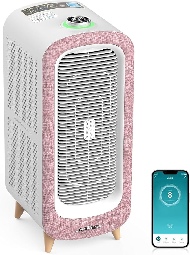 Jafända Large Room Air Purifier for Home up to 2105ft², Quiet Air Cleaner for Bedroom, 4×Ture Activated Carbon Air Filter Removes Pet Dander/Hair/Odor Allergies Dust Smoke Pollen-BubblyBeeBaby