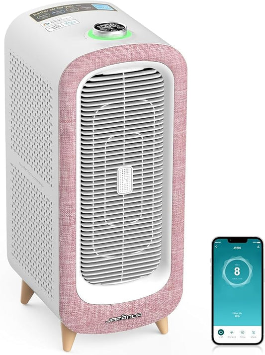 Jafända Large Room Air Purifier for Home up to 2105ft², Quiet Air Cleaner for Bedroom, 4×Ture Activated Carbon Air Filter Removes Pet Dander/Hair/Odor Allergies Dust Smoke Pollen-BubblyBeeBaby