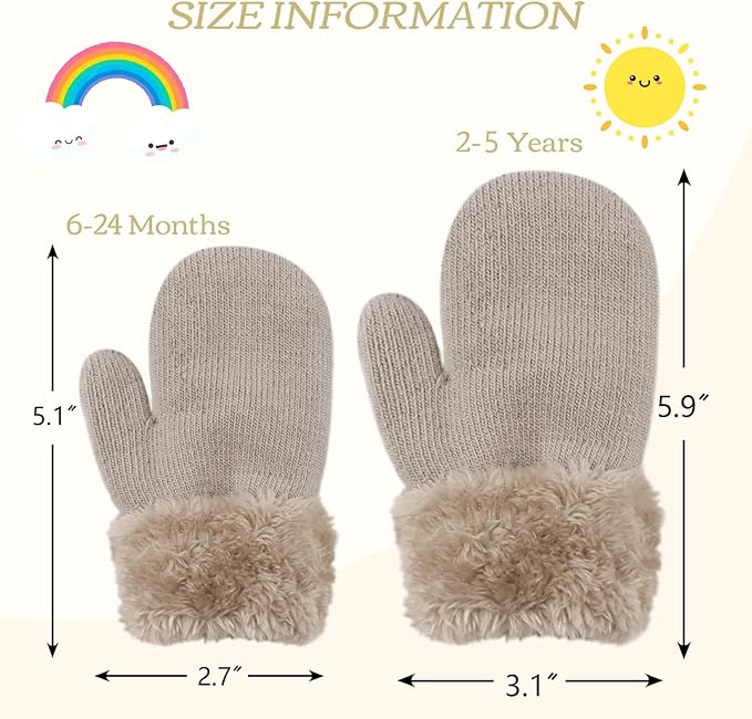 PESAAT Baby Girl Mittens Fleece Toddler Boy Mittens Warm Kids Winter Gloves Unisex Cold Weather Baby Gloves-BubblyBeeBaby