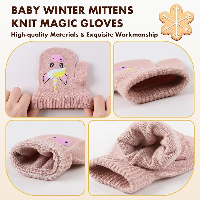 Baby Winter Mittens Toddler Stretch Knit Gloves Magic Warm Glove for Baby Boys Girls-BubblyBeeBaby