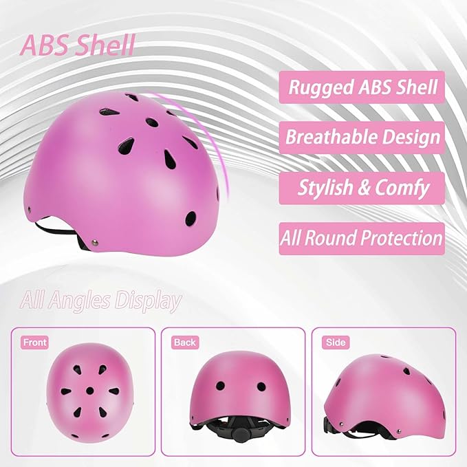 Kids Bike Helmet Set Adjustable Helmet for Ages 3-15 Kids Toddler Boys Girls Youth, Multi-Sport Bicycle Skateboarding Football Rollerskating Scooter Rollerblade Balance Bike Helmets-BubblyBeeBaby