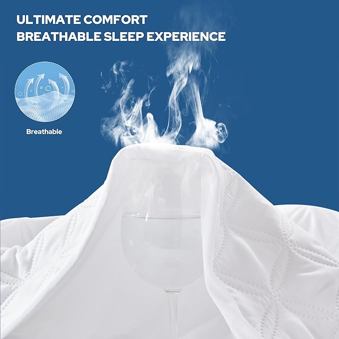2 Pack Waterproof Mattress Protector, Twin Size Mattress Pad with Deep Pocket Fitted Up to 6-15 inches, Soft Noiseless Single Bed Mattress Cover for Bedroom, Dorm Room-BubblyBeeBaby