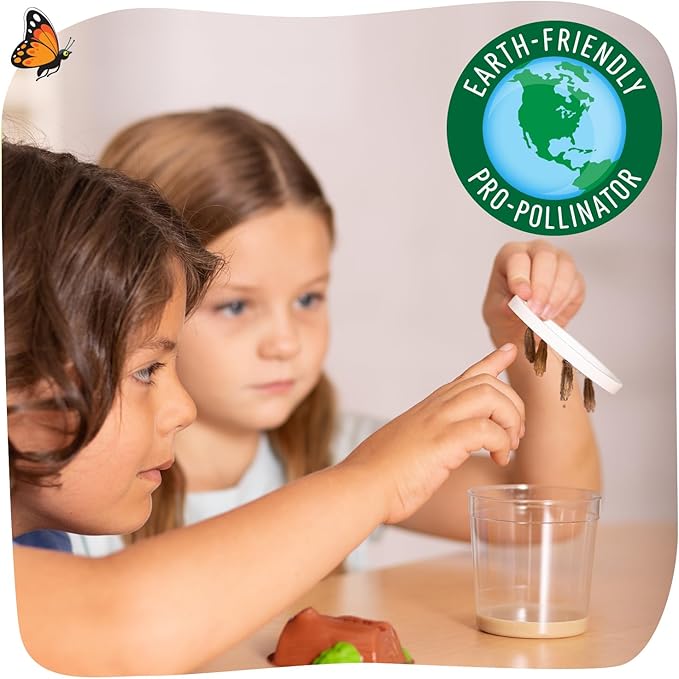 Insect Lore Butterfly Garden Kit - 5 Live Baby Caterpillars, Habitat, Feeder, Chrys-A-Lid Log, STEM Journal Included - Grow, Raise and Release Painted Lady Butterflies-BubblyBeeBaby