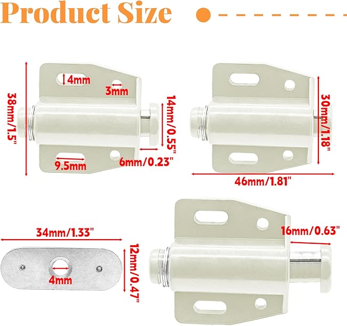 2 Pack Cabinet Magnetic Touch Latch, Push to Open Catches Magnet Push Release Latches Hardware for Kitchen Cabinet Drawer Cupboard Closet Door (White)-BubblyBeeBaby