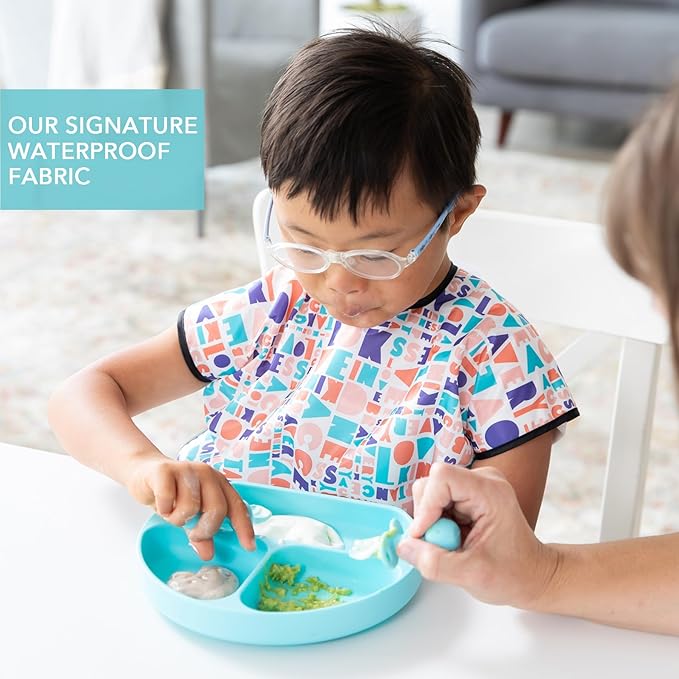 Bumkins Bibs - Toddler Bibs, Waterproof, Large for 1-3 Years, Short Sleeve-BubblyBeeBaby