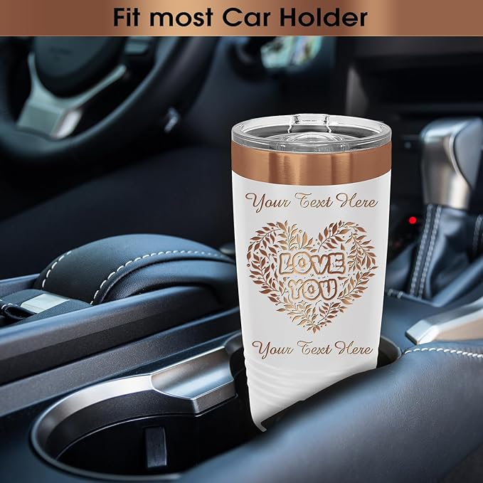 iProductsUS Personalized Gift For Women Mother's Day & Cruises - 20oz, Custom Tumbler w/Spill Proof Lid - Insulated Travel Coffee Mug - Stainless Steel Double Wall Coffee Tumbler, Cup (Rose Gold)-BubblyBeeBaby