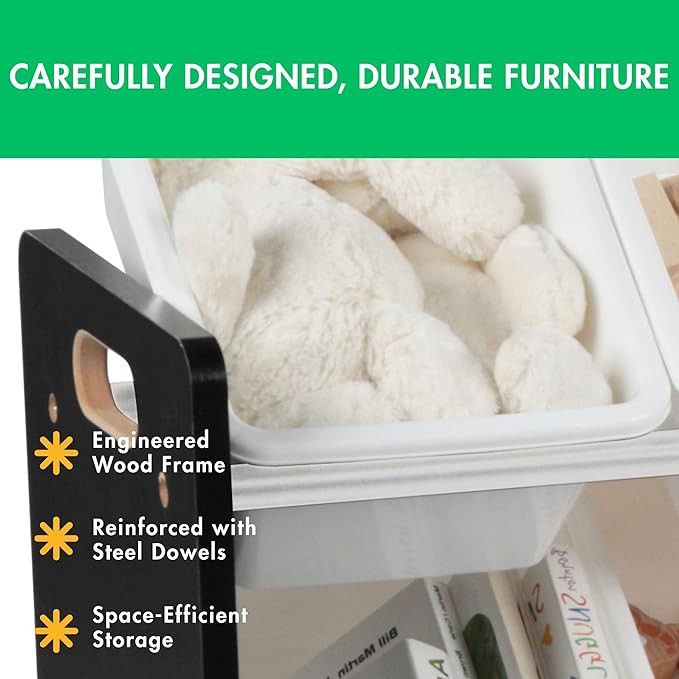 Humble Crew Supersized Toy Storage Organizer with 16 Removable Bins, Black/White – Large Toy Storage for Toddlers Ideal for Kids' Rooms, Playrooms, and Nurseries - Modern Toy Bins for Kids-BubblyBeeBaby