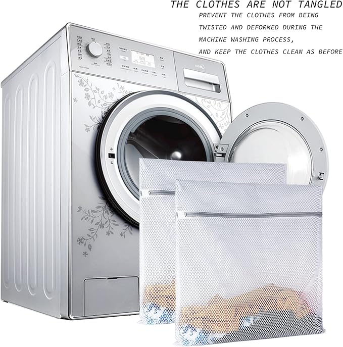 2 XX-Large Honeycomb Mesh Laundry Bag Delicates Durable for Washing Machine,24 x 24 Inches lingerie bags for Laundry, Travel Storage Organize Bag for Cotton Clothes,Sheet,Sweater, Shoes-BubblyBeeBaby