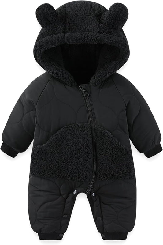 JiAmy Baby Snowsuit Newborn Winter Clothes Coat Romper Windproof Fleece Hat Zipper Baby Bear Outfit-BubblyBeeBaby