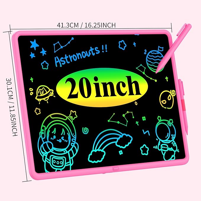 20 Inch LCD Writing Tablet for Kids, Children's Art Toys, Educational and Learning Drawing Kits, Birthday and Christmas Gifts for Boys and Girs Aged 3-12+, Pink-BubblyBeeBaby