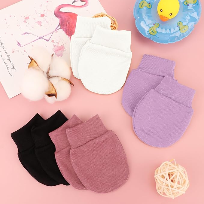 Newborn Baby Mittens No Scratch Cotton Elastic Wrist Gloves Infant Toddler Mittens for Baby Boy Girl 0-6 Months-BubblyBeeBaby