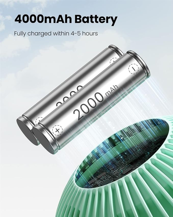 Gaiatop Oscillating Baby Stroller Fan with LED Night Light, 4 Speeds Cooling Rechargeable 360° Rotate Clip On, Battery Operated Small Portable Fans for Car Seat Crib Treadmill Travel-BubblyBeeBaby