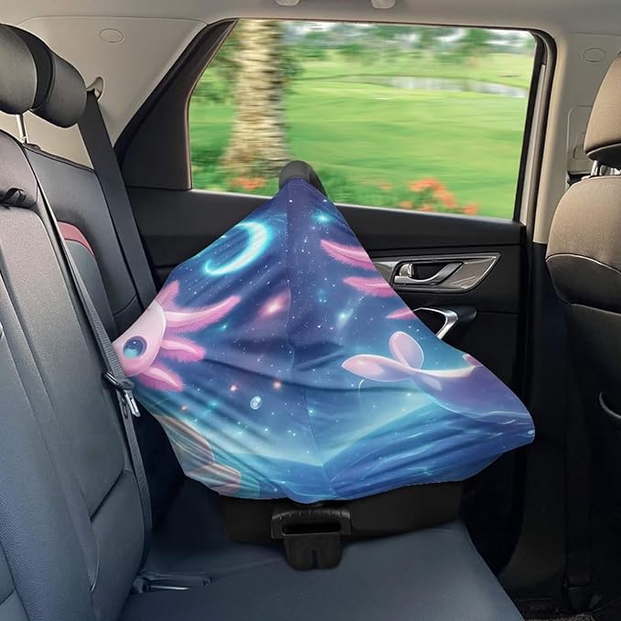 Binienty Axolotl Infants Carseat Canopies for Women, Dolphin Animal Print Nursing Breastfeeding Cover Stretchable for Stroller/Shopping Cart-BubblyBeeBaby