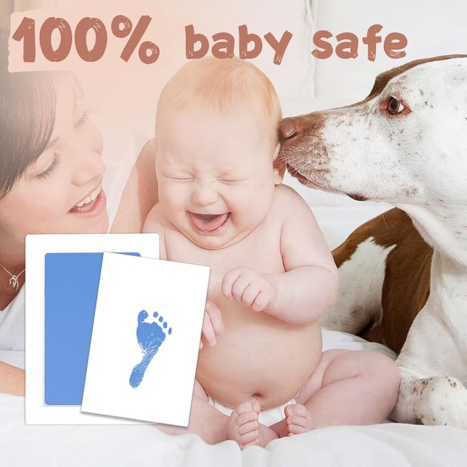 Inkless Baby Hand and Footprint Kit,Clean-Touch Ink Pad Kit,Safe No Mess Printing Infant Hand Foot Stamp,4 Pack Newborn Inkless Print Pads Best Keepsake or Gifts for Family-BubblyBeeBaby