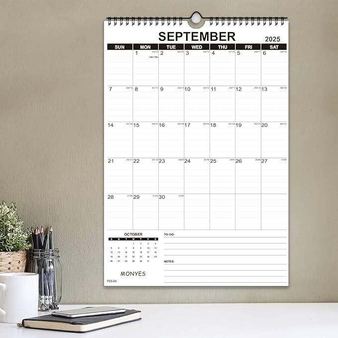 2025-2026 Wall Calendar, 17" x 12" Academic Calendar, Monthly Calendar with Wire Binding & Hanging Hook, Large Wall Calendar, Desk Calendar-BubblyBeeBaby