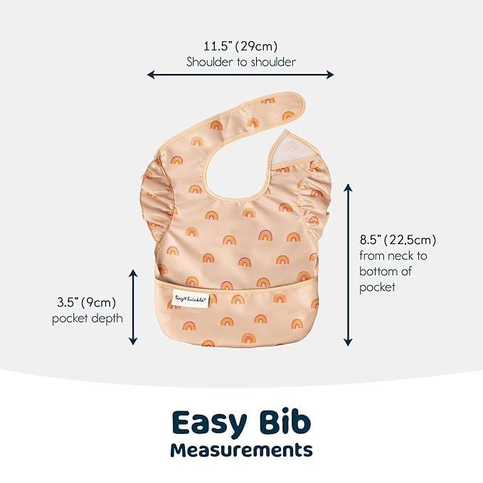 Tiny Twinkle Mess-Proof Baby Bib - Waterproof Bib for Baby Girl - Machine Washable - Adjustable Closure - PVC, BPA, & Phthalate Free - Great for Travel - Baby Food Bibs (3 Pack, Boho Set)-BubblyBeeBaby