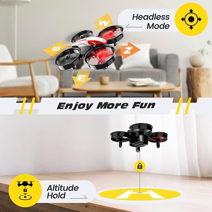 Holy Stone Mini Drone for Kids and Beginners RC Nano Quadcopter Indoor Small Helicopter Plane with Auto Hovering, 3D Flips, Headless Mode and 3 Batteries, Great Gift Toy for Boys and Girls, HS210 Red-BubblyBeeBaby