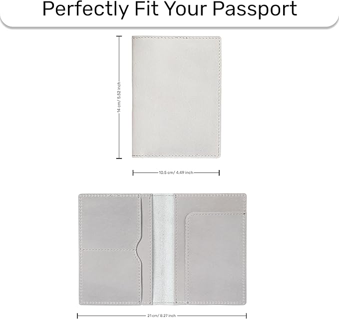 HIFA Leather Passport Holder, Handmade Passport Cover with Card and Ticket Slot - Genuine Leather, Elegant Design, Easy Access - Passport Case, Passport Wallet, Passport Holder-BubblyBeeBaby