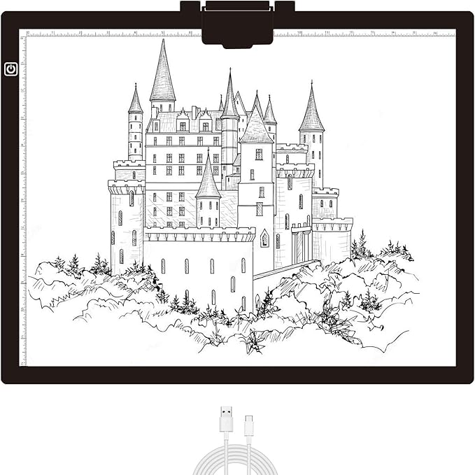 Diamond Painting Light Pad A3, LED Light Box Tracer w/Magnetic Clip & Pen Holder, 3 Level Brightness USB Power Dimmable Brightness Artcraft Tracing Light Pad for Drawing Sketching Diamond Painting-BubblyBeeBaby