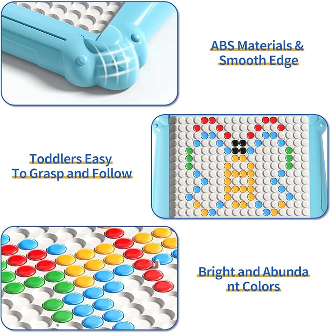 2-IN-1 Large Magnetic Drawing Board for Toddlers Kids, Magnetic Color and Number Maze, Magnetic Dot Art Board for Kids, Montessori Education Travel Toys for Boys Girls Age 3 4 5 6 7 8 Years Old-BubblyBeeBaby