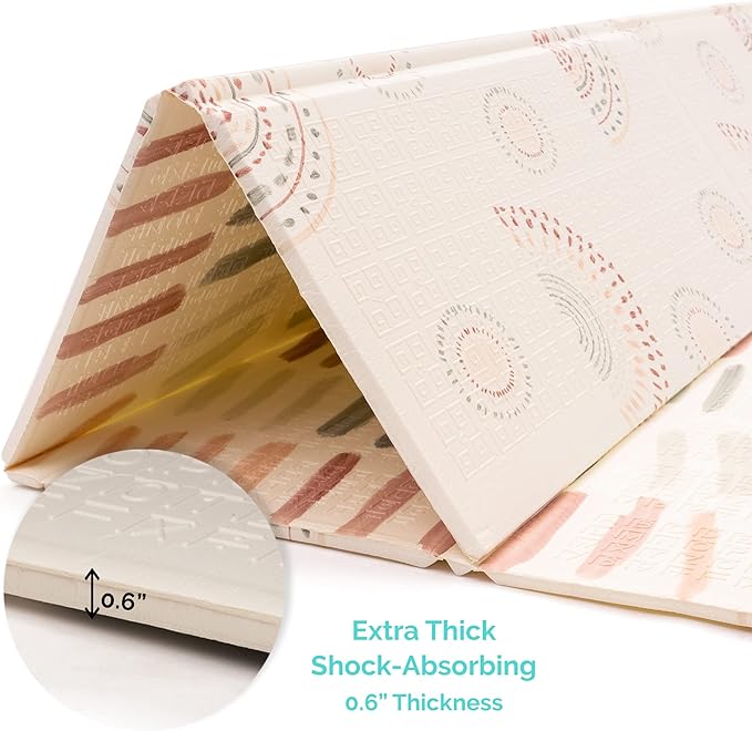 JumpOff Jo - Extra Large Waterproof Foam Padded Play Mat for Infants, Babies, Toddlers, Play Pens & Tummy Time, Foldable Activity Mat, 77 x 70 x 0.6 inches-BubblyBeeBaby