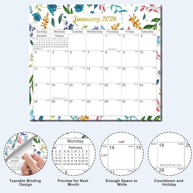 2025-2027 Magnetic Fridge Calendar 21 Monthly Magnetic Calendar for Refrigerator Planner Runs from October 2025 Until June 2027 Easy Organizing Markers Tearable (Flower)-BubblyBeeBaby