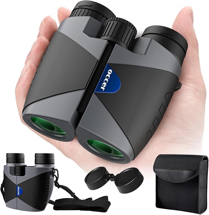 15x30 Compact Binoculars for Adults and Kids - Occer Large View High Powered Binoculars for Bird Watching - Lightweight Easy Focus Binocular with Low Light Vision for Outdoor Hunting Travel - Black-BubblyBeeBaby