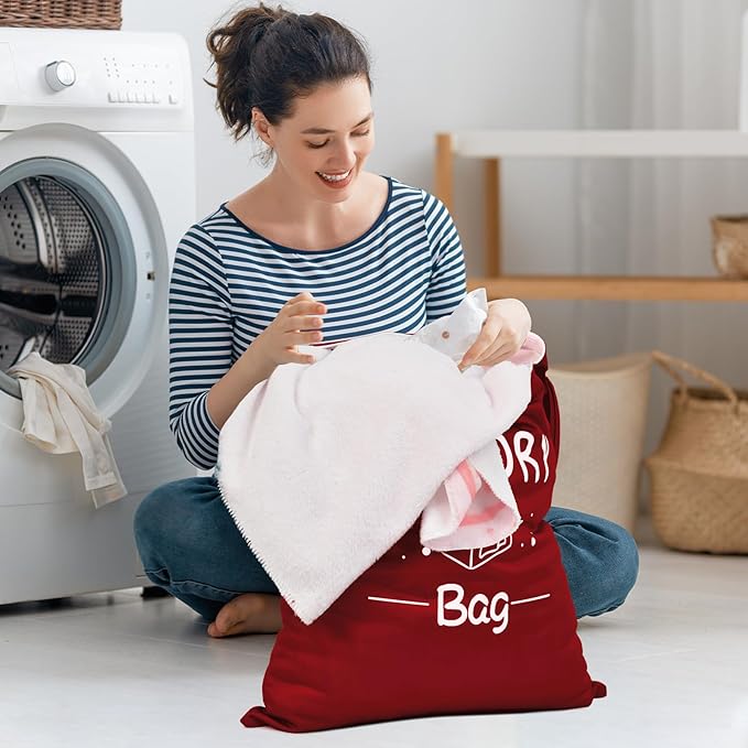 2 Pcs Large Travel Laundry Bags - Waterproof Wet Dry Bags for Gym Clothes, Swimming, Yoga (Wine+Navy)-BubblyBeeBaby