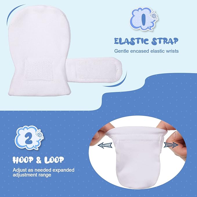 Adjustable Baby Mittens No Scratch Newborn Cotton Breathable Gloves Warm Baby Mitts for Boys Kids-BubblyBeeBaby