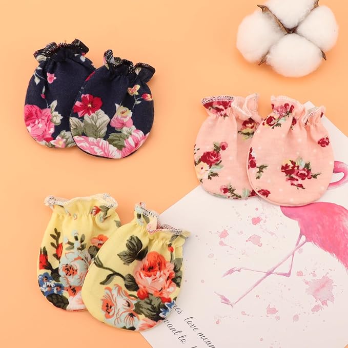 BQUBO Newborn Infant Toddler Mittens No Scratch Cotton Elastic Wrist Gloves Hypoallergenic for 0-6 Months Baby Boys Girls-BubblyBeeBaby