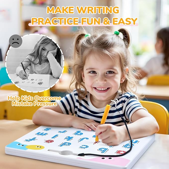 JoyCat Magnetic Letter and Number Tracing Board Set, Double Sided Alphabet & Numbers Board for Toddlers, ABC Uppercase & Lowercase Practice, Math Learning, Preschool Educational Gift Toys for Kids-BubblyBeeBaby