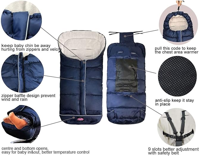 Anti-Kick Winter Waterproof Extendable Baby Bunting Bag Adaptable for Most Strollers Travel Gear Toddler Universal Stroller Footmuff 6-36Months Baby-BubblyBeeBaby