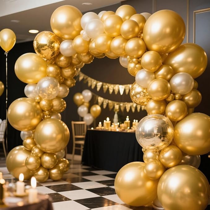 140pcs Metallic Gold Round Balloons Different Sizes 18 12 10 5 Inch Latex Balloons for Arch Decoration Party Balloon Kit for Graduation Birthday Party Wedding Balloon Baby Shower Decoration-BubblyBeeBaby