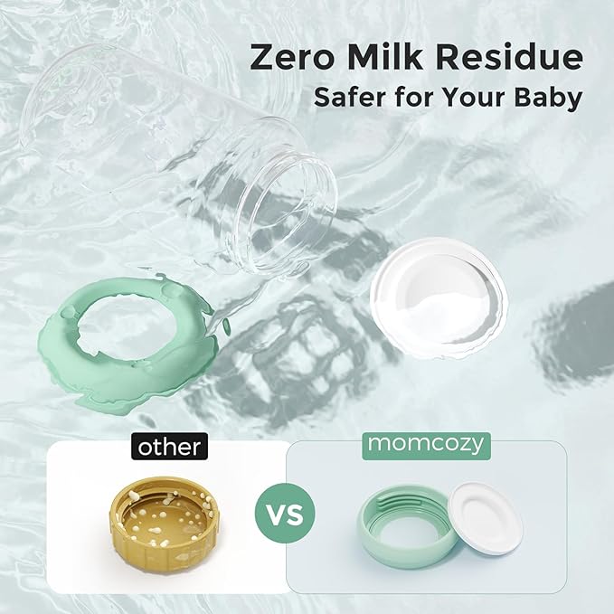Momcozy Natural Baby Bottle, 10oz Wide-Neck Breast Milk Container, Breastmilk Storage Bottle for Fridge & Momcozy Breast Milk Cooler, BPA Free Milk Collection Bottles, Breastfeeding Essential, 4PCS-BubblyBeeBaby