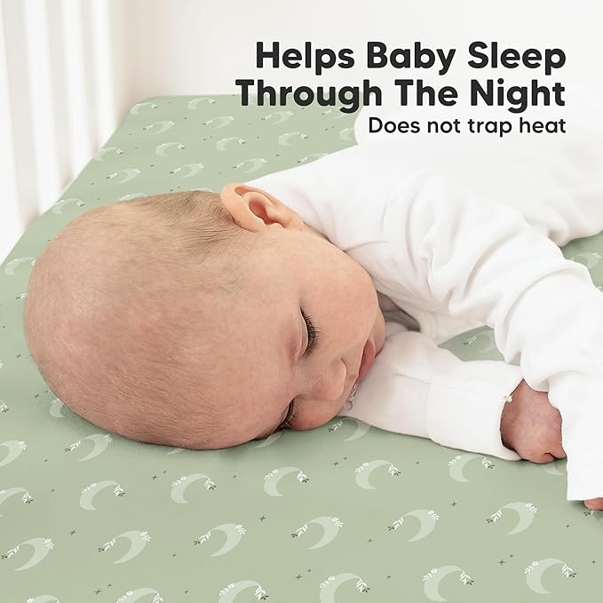 KeaBabies 2-Pack Organic Crib Sheets for Boys, Girls - 52x28 Fitted Crib Mattress Sheet Neutral, Breathable Jersey Cotton Cover for Baby Bed, Toddler Mattress, Soft & Cute Prints (Lunaris)-BubblyBeeBaby
