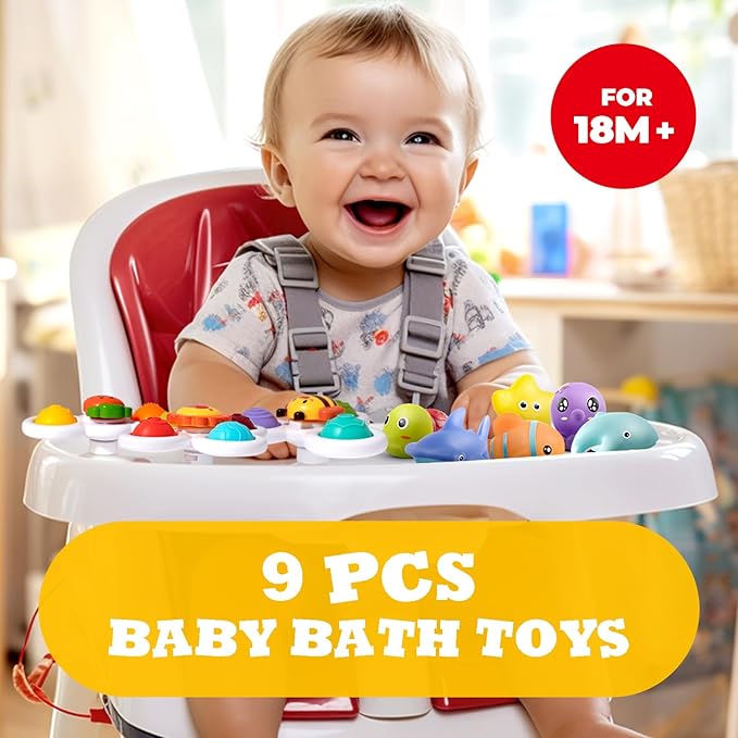 Hely Cancy Infant Bath Toys for 18 Months - No Hole Animal Bathtub Toys, Baby Bath Tub Toys-BubblyBeeBaby