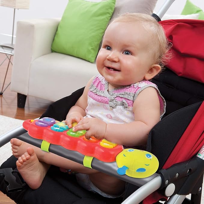 KiddoLab Lira Baby Musical Toy with Lights & Music – Interactive Caterpillar Spinner & Stacking Rings for Infants 3+ Months – Soft Stuffed Animal Head for Sensory Play-BubblyBeeBaby