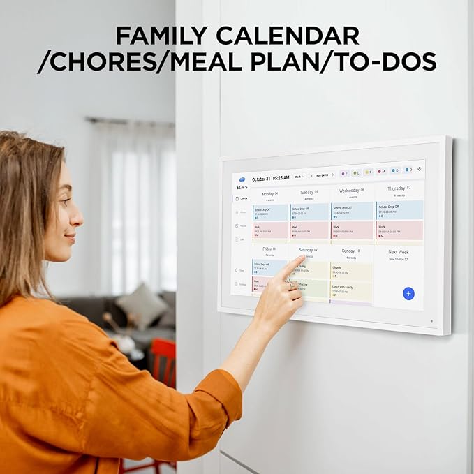 15.6 Inch Smart Digital Calendar, Wall Electronic Calendar, 1920 * 1080 IPS Full HD Touch Screen Display for Family Meal Planner Support - Streamline Household Organization-BubblyBeeBaby