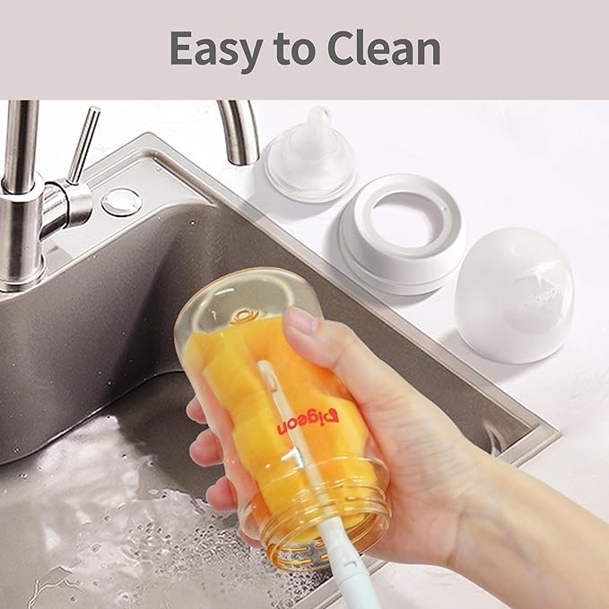 Pigeon PPSU Nursing Baby Bottle Wide Neck, Anti-Colic, Streamlined Body, Natural Feel, Easy to Clean, 5.4 Oz(Pack of 2), Includes 2pcs SS Nipples (0m+)-BubblyBeeBaby