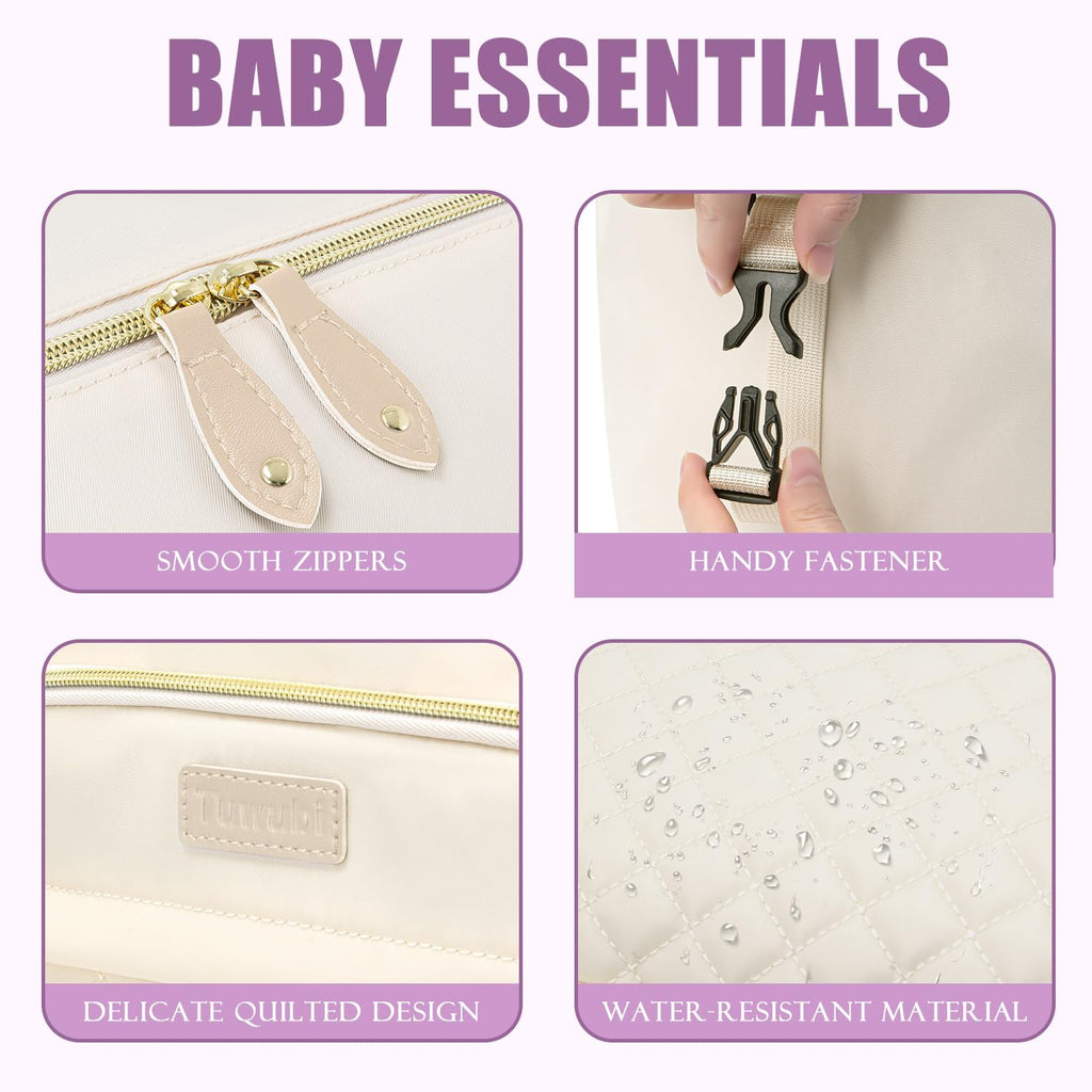 Tuwubi Diaper Bag Tote,Baby Diaper Bag with Pacifier Case Large Travel Diaper Tote Caddy for Mom and Dad Multifunction Large Baby Bag - M-White