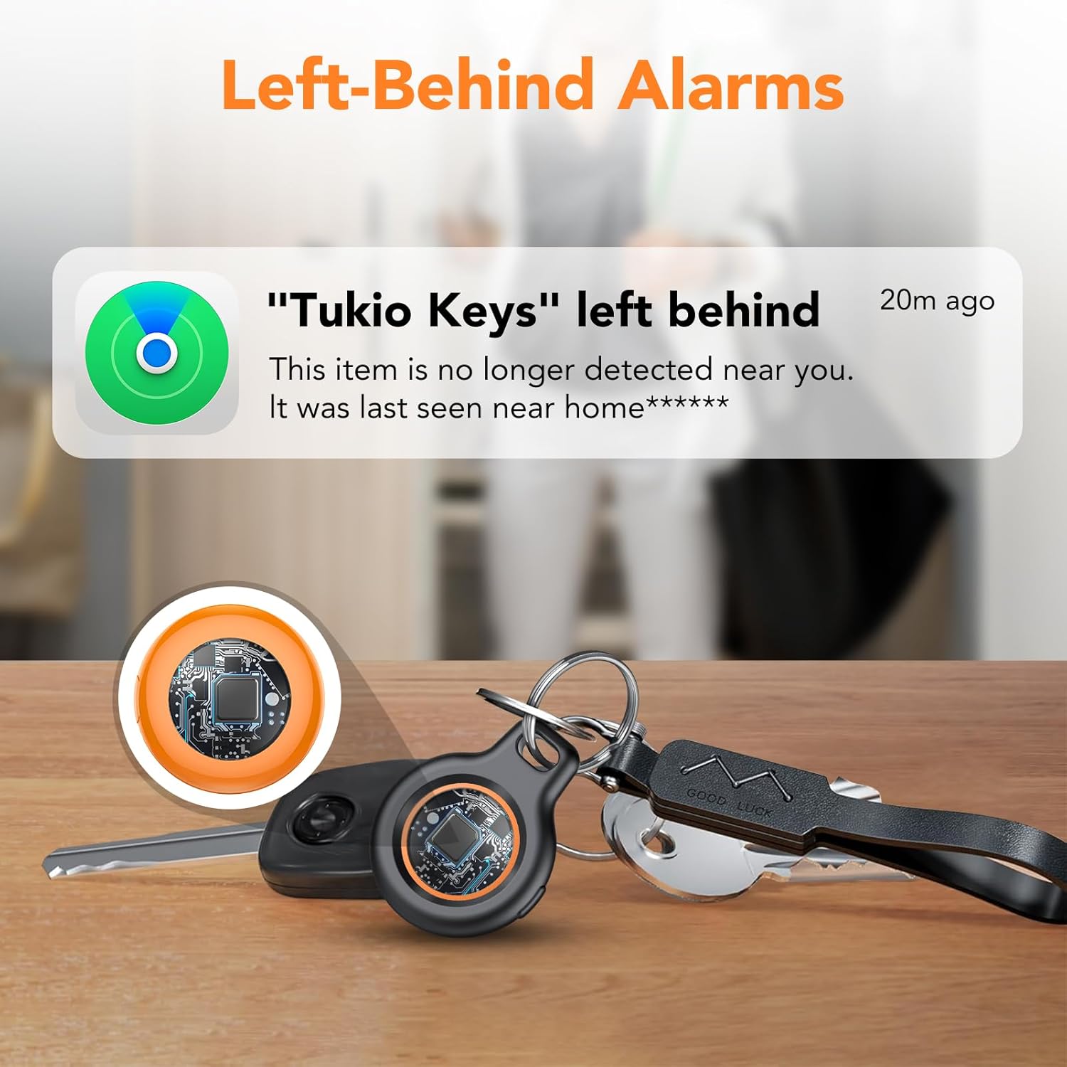 2025 New [Apple MFi Certified] (iOS Only) Air Tracker Tag-4 Pack, Bluetooth Tracker for Apple Find My, Replaceable Battery, Key Finder and Item Locator Smart Tag for Keys, Bags, Luggage, Pet, (Orange)