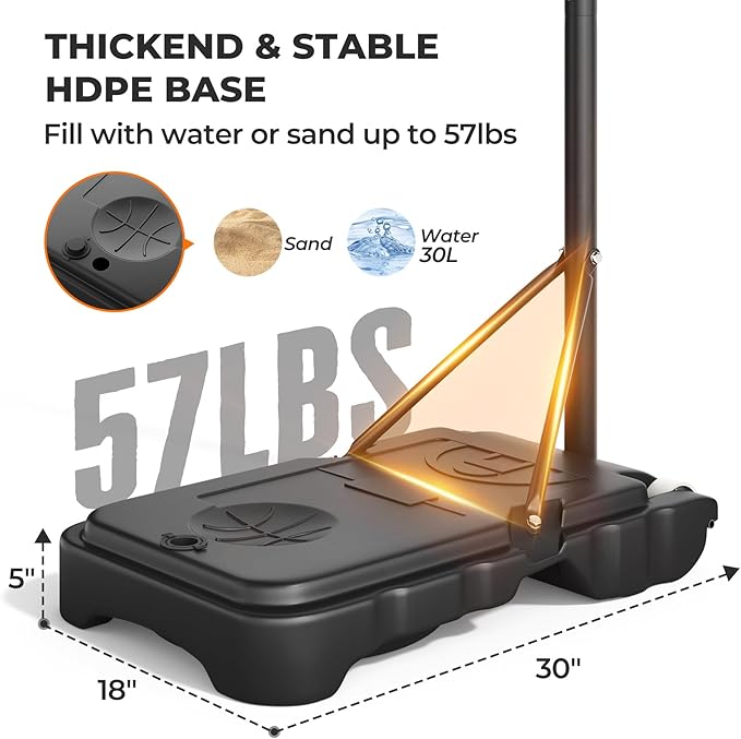 Kids Basketball Hoop, 3.6-7 FT Height Easy Adjustable, Portable Basketball Hoop Outdoor Indoor for Kids/Teens/Youth, 30" Backboard-BubblyBeeBaby